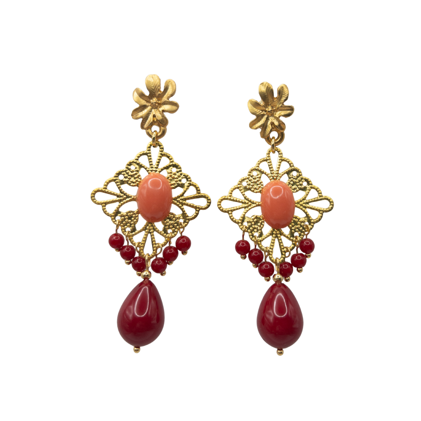 Pendientes flamenca coralinas