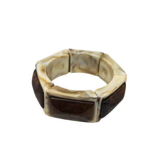 Pulsera elástica en beige y marrón - Image 7926